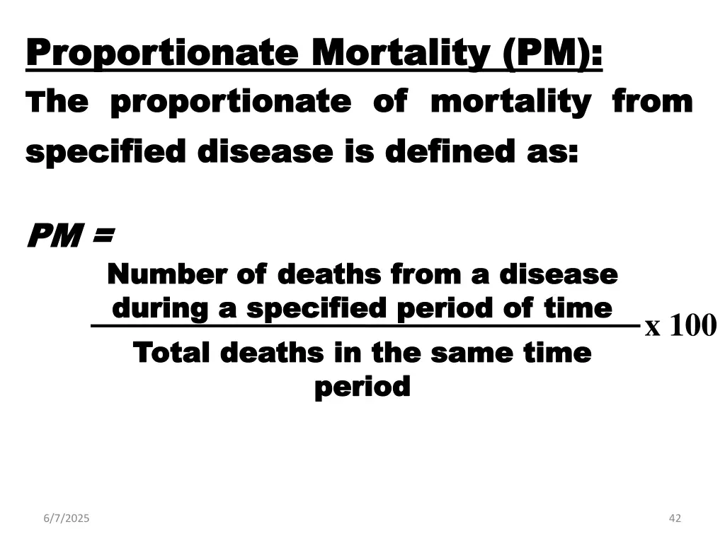 proportionate proportionate mortality