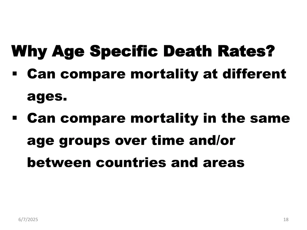 why age specific death rates why age specific