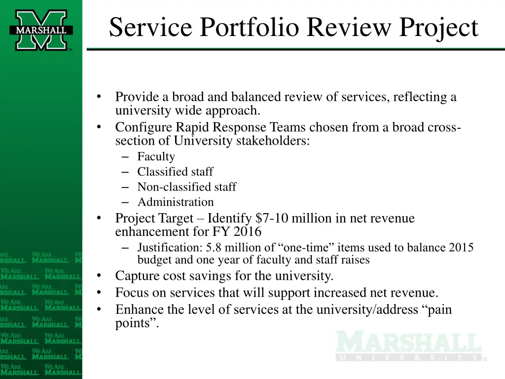 service portfolio review project