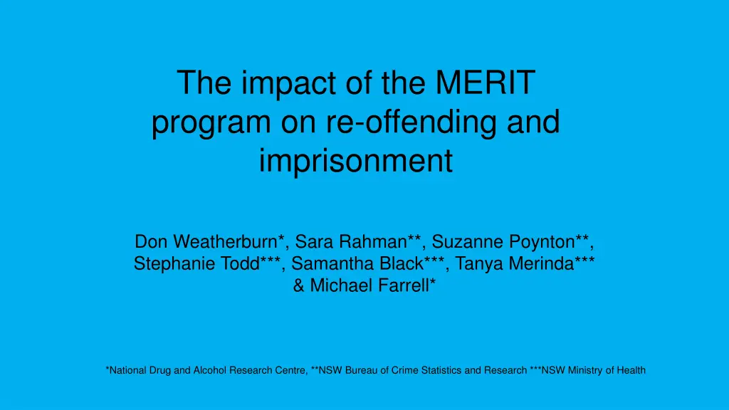 the impact of the merit program on re offending