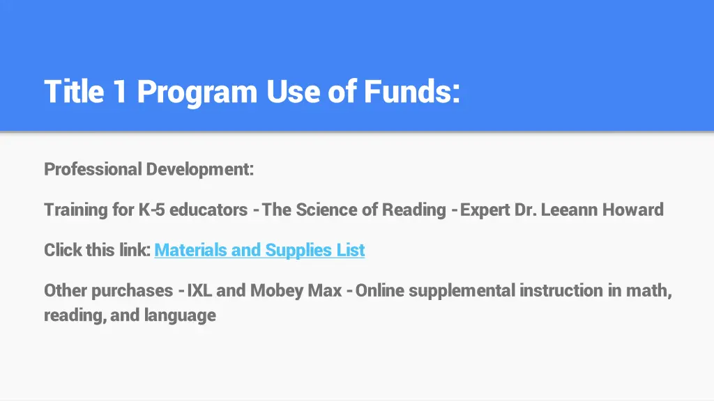 title 1 program use of funds