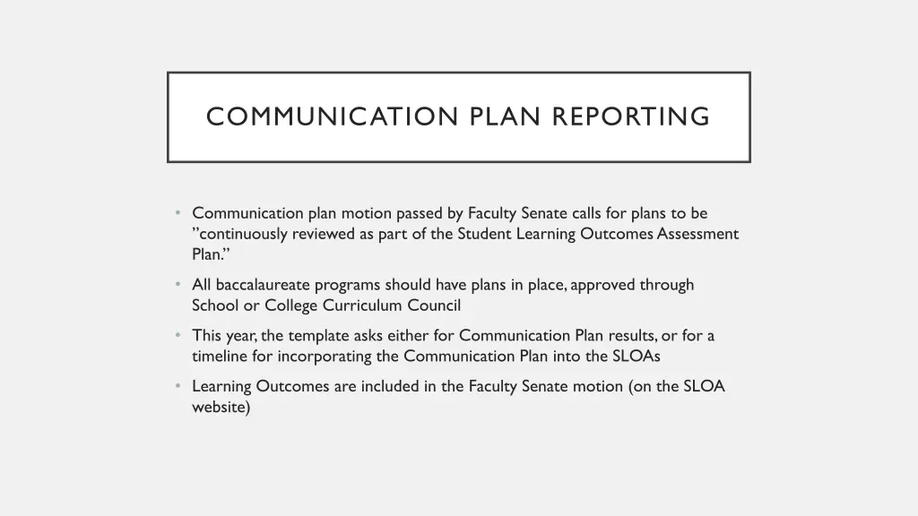 communication plan reporting