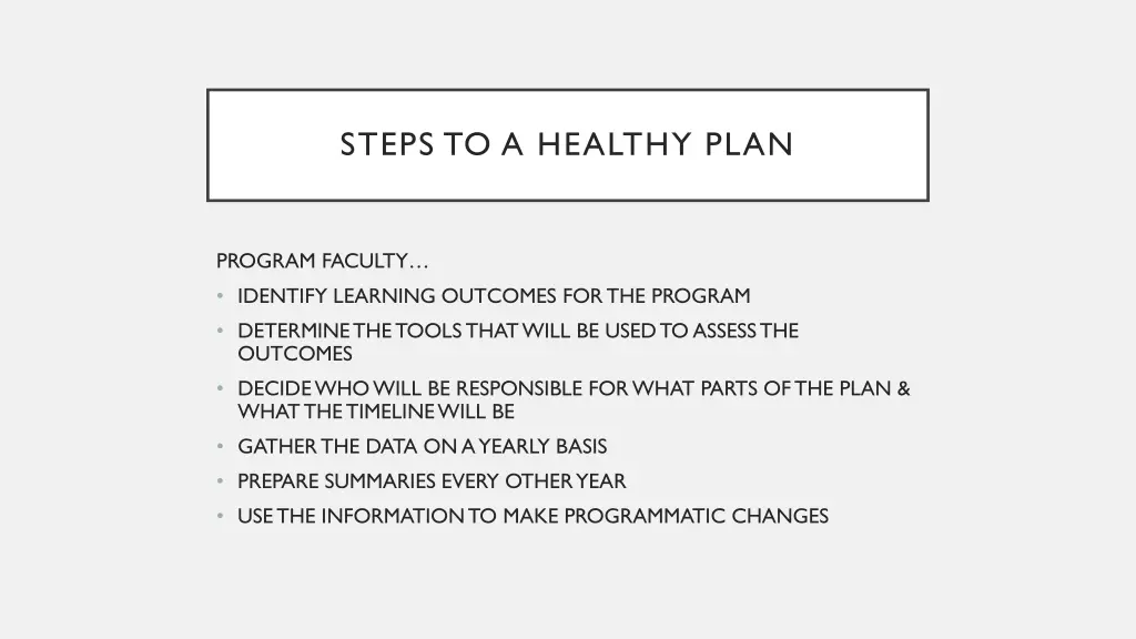 steps to a healthy plan
