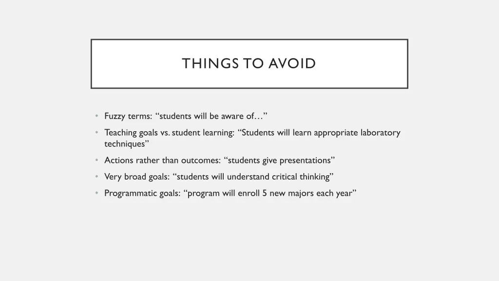 things to avoid