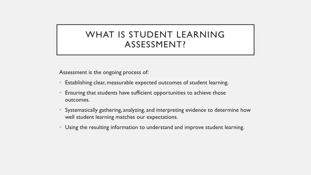 what is student learning assessment
