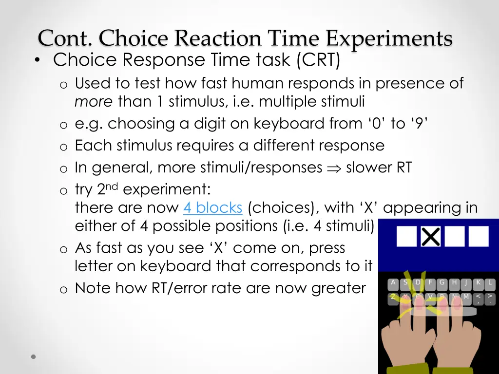 cont choice reaction time experiments choice