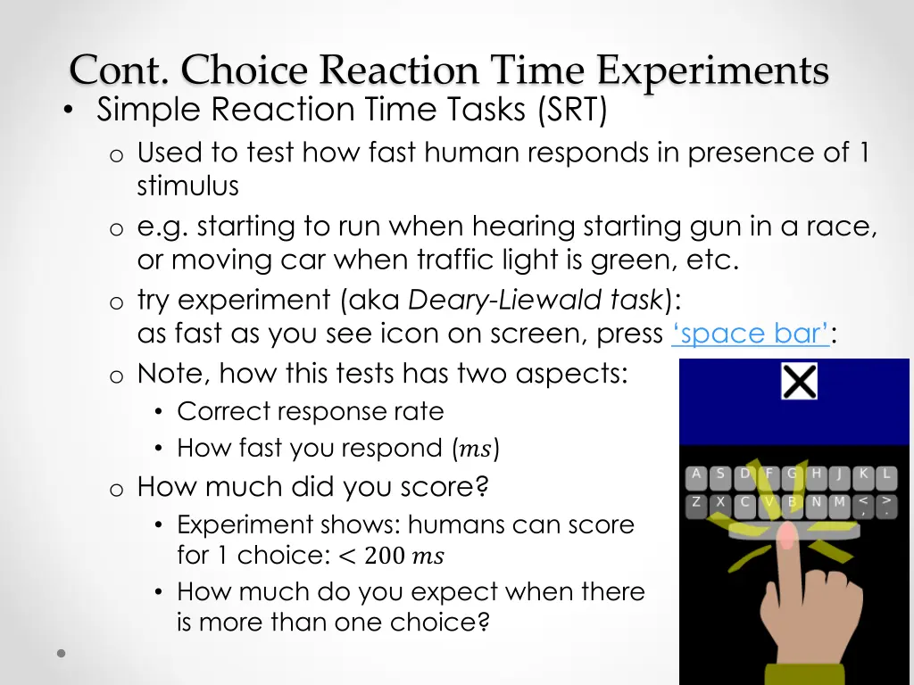 cont choice reaction time experiments simple