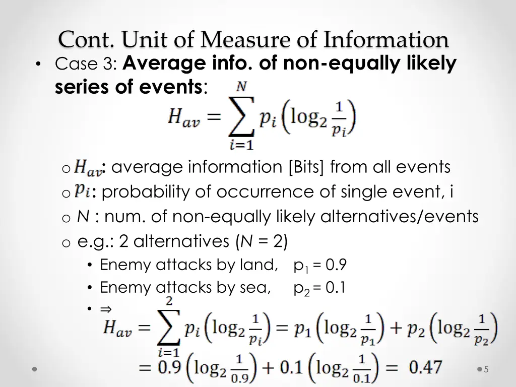 cont unit of measure of information case 1