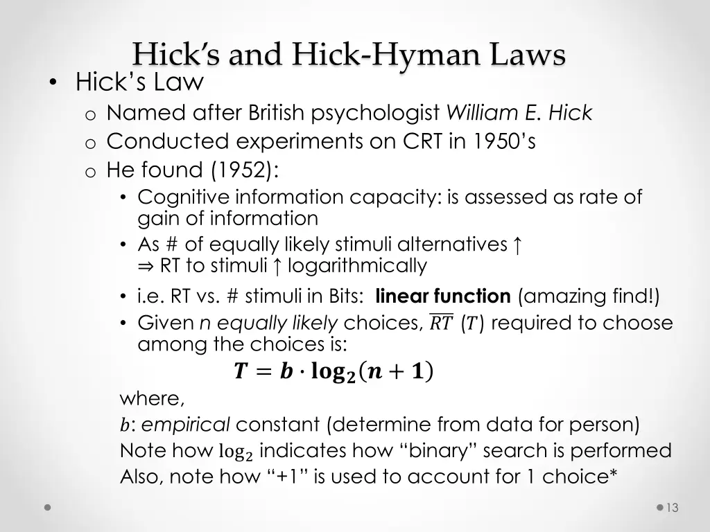 hick s and hick hyman laws hick s law o named