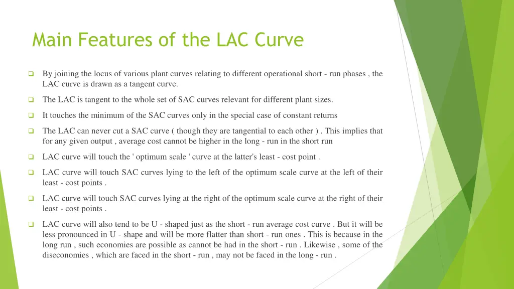 main features of the lac curve