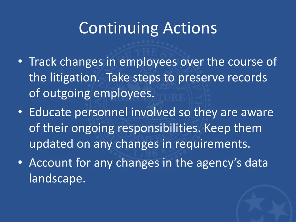 continuing actions