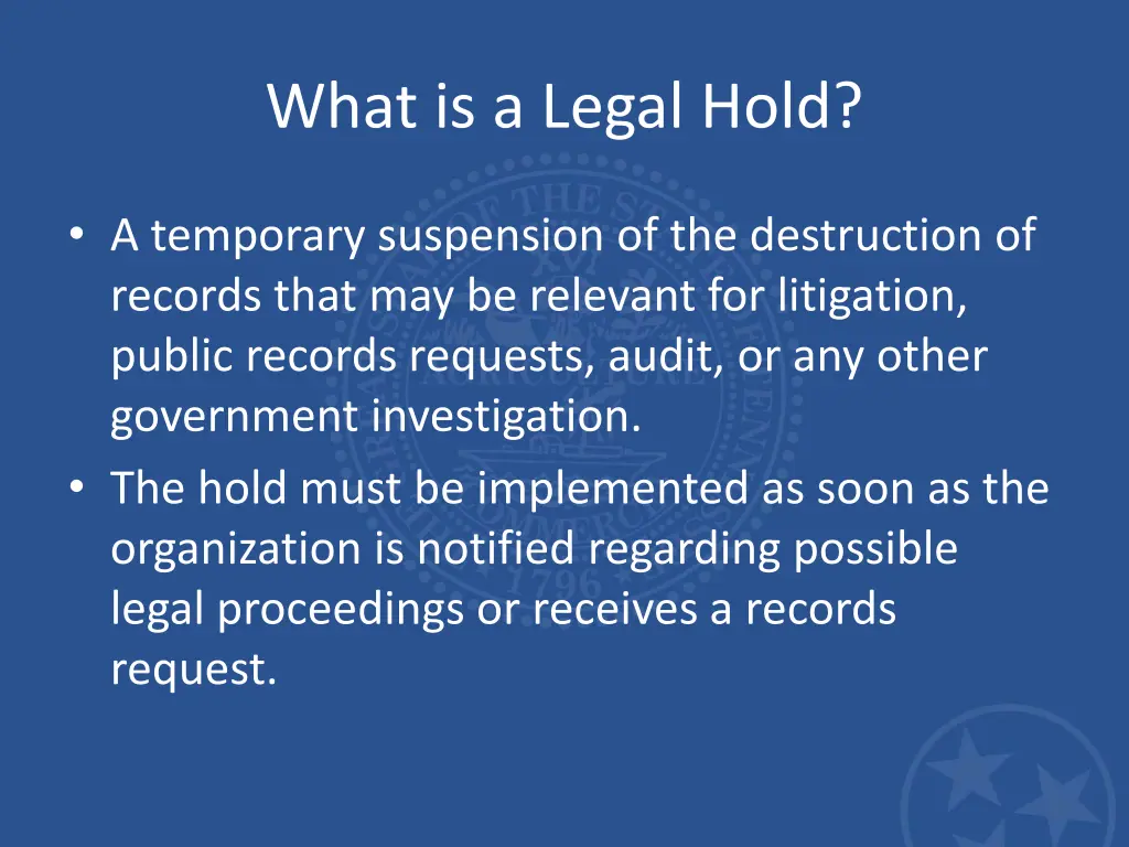 what is a legal hold