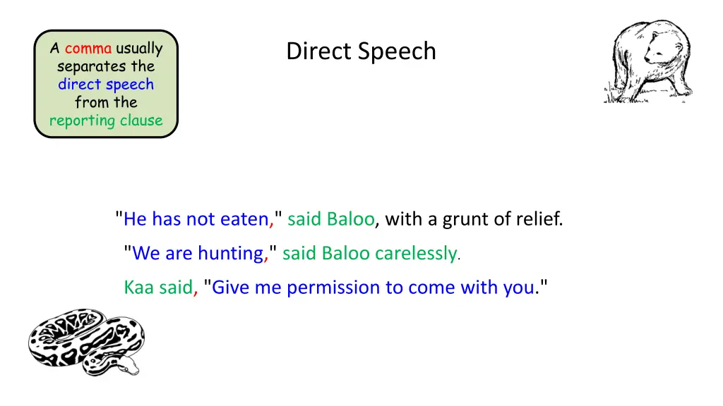 a comma usually separates the direct speech from 2