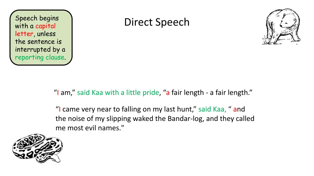 speech begins with a capital letter unless