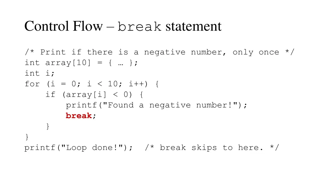 control flow break statement 1
