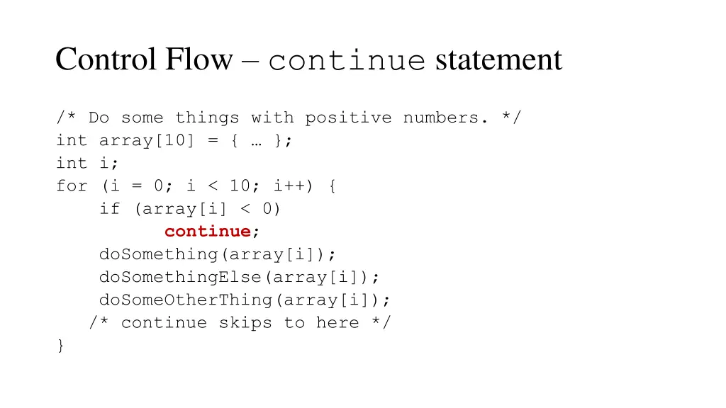 control flow continue statement 1