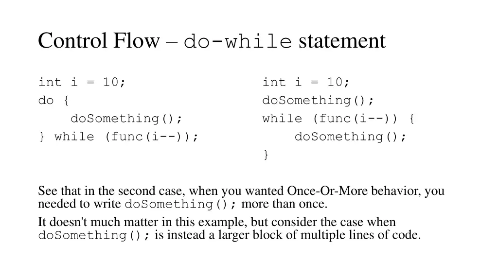 control flow do while statement 1