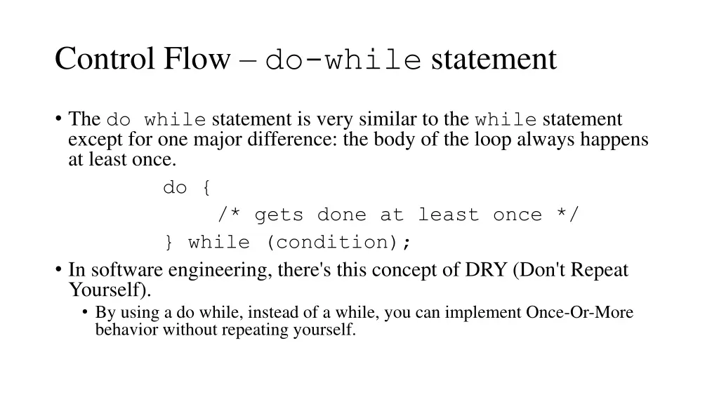 control flow do while statement