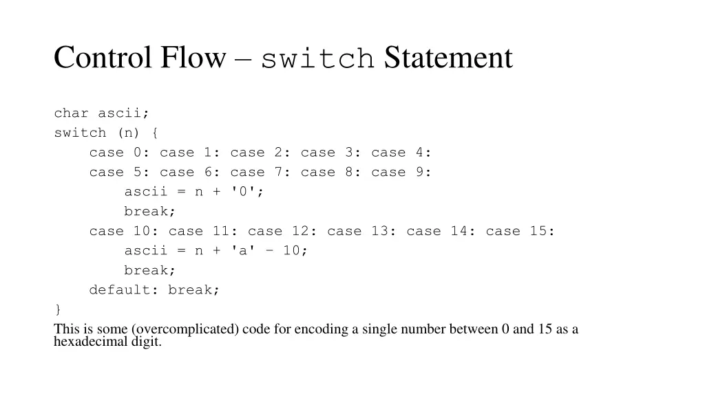 control flow switch statement 1