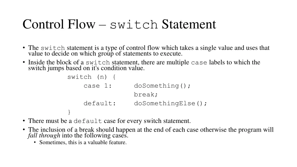 control flow switch statement