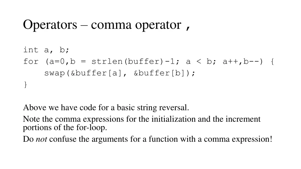 operators comma operator 1
