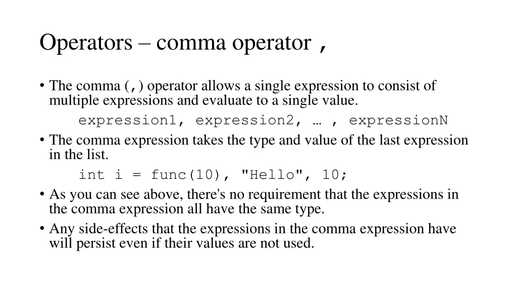 operators comma operator