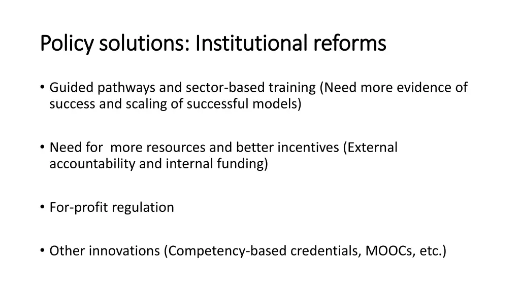 policy solutions institutional reforms policy