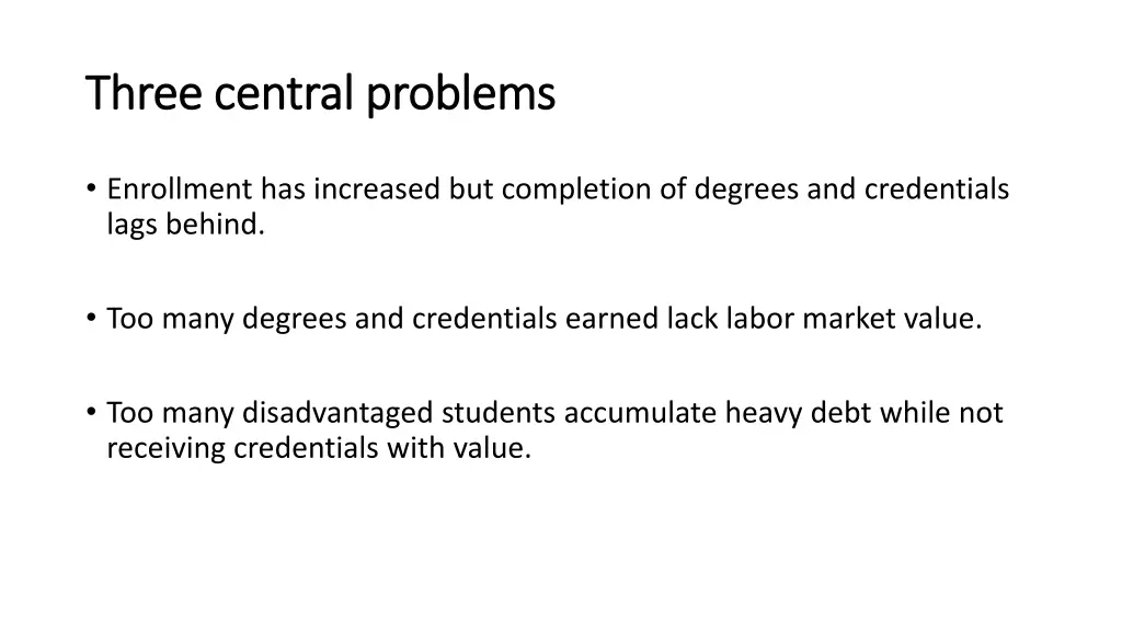 three central problems three central problems