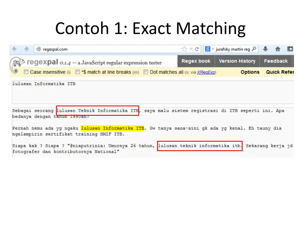 contoh 1 exact matching