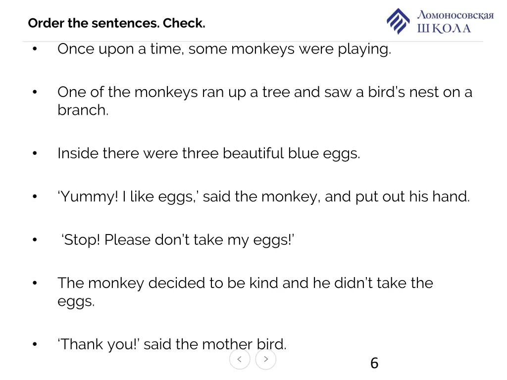 order the sentences check
