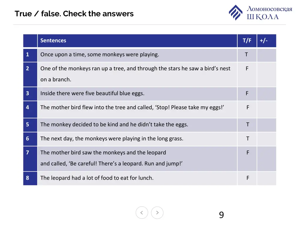 true false check the answers