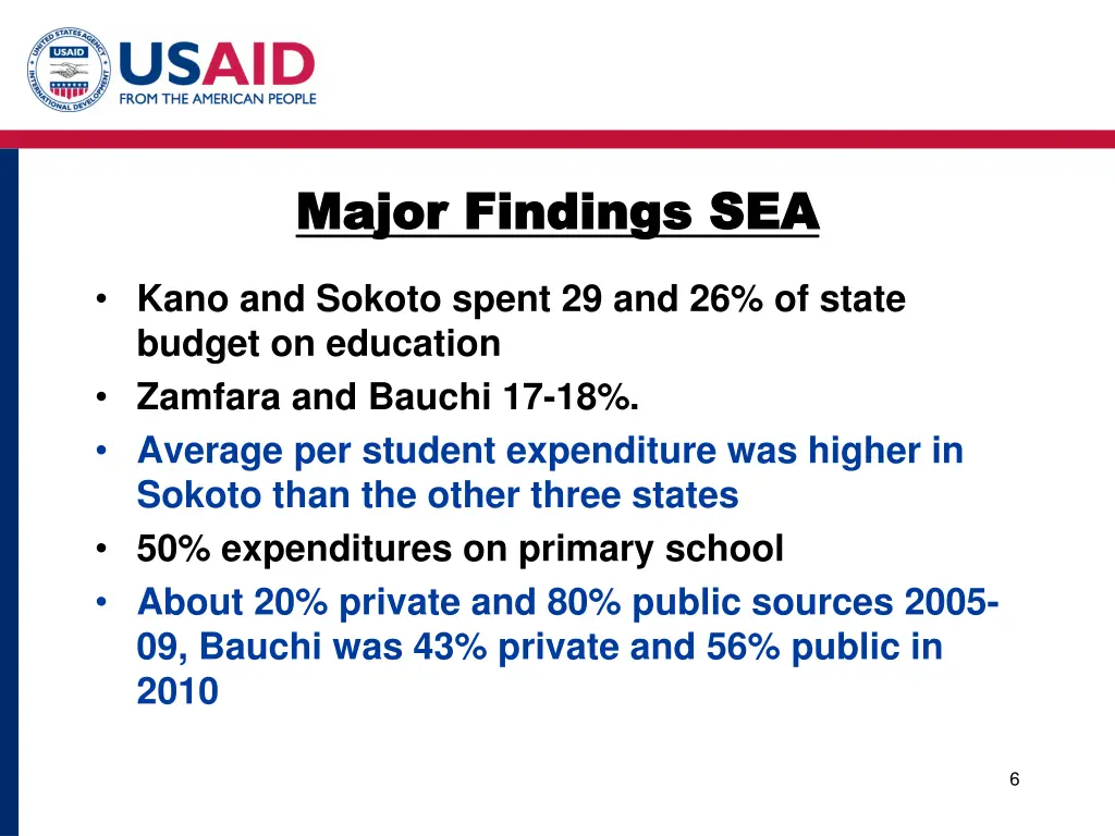 major findings sea major findings sea