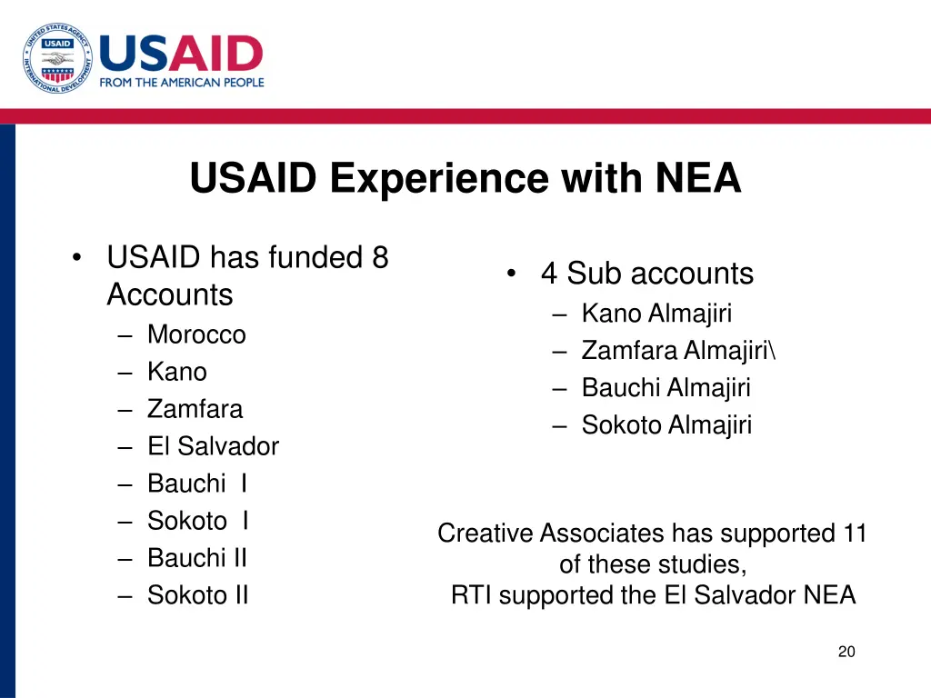 usaid experience with nea