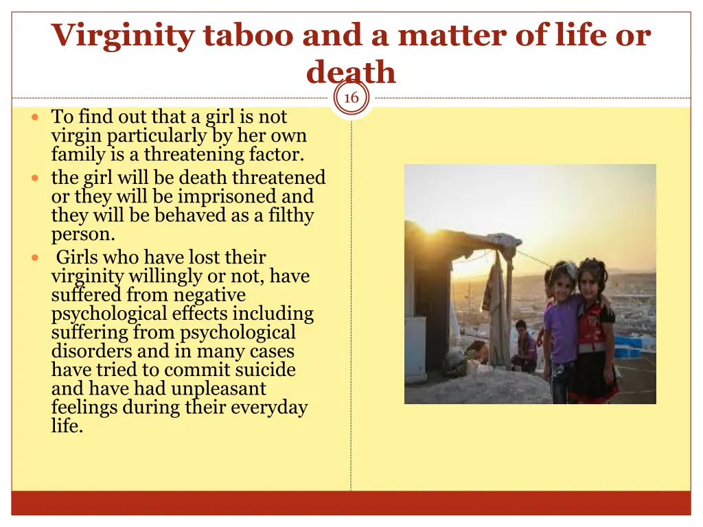 virginity taboo and a matter of life or death 16