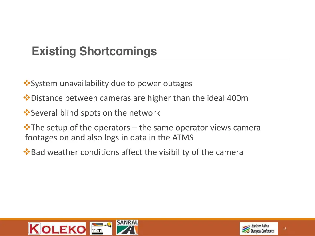 existing shortcomings