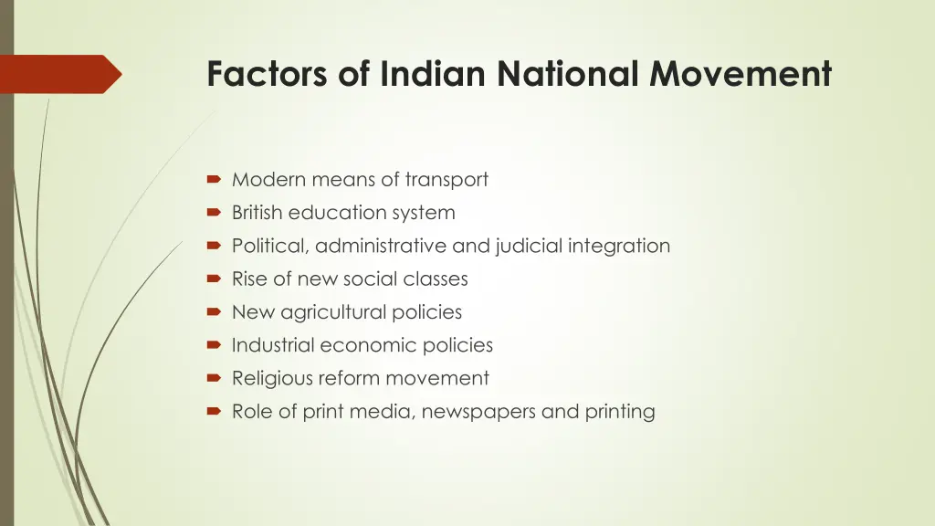 factors of indian national movement