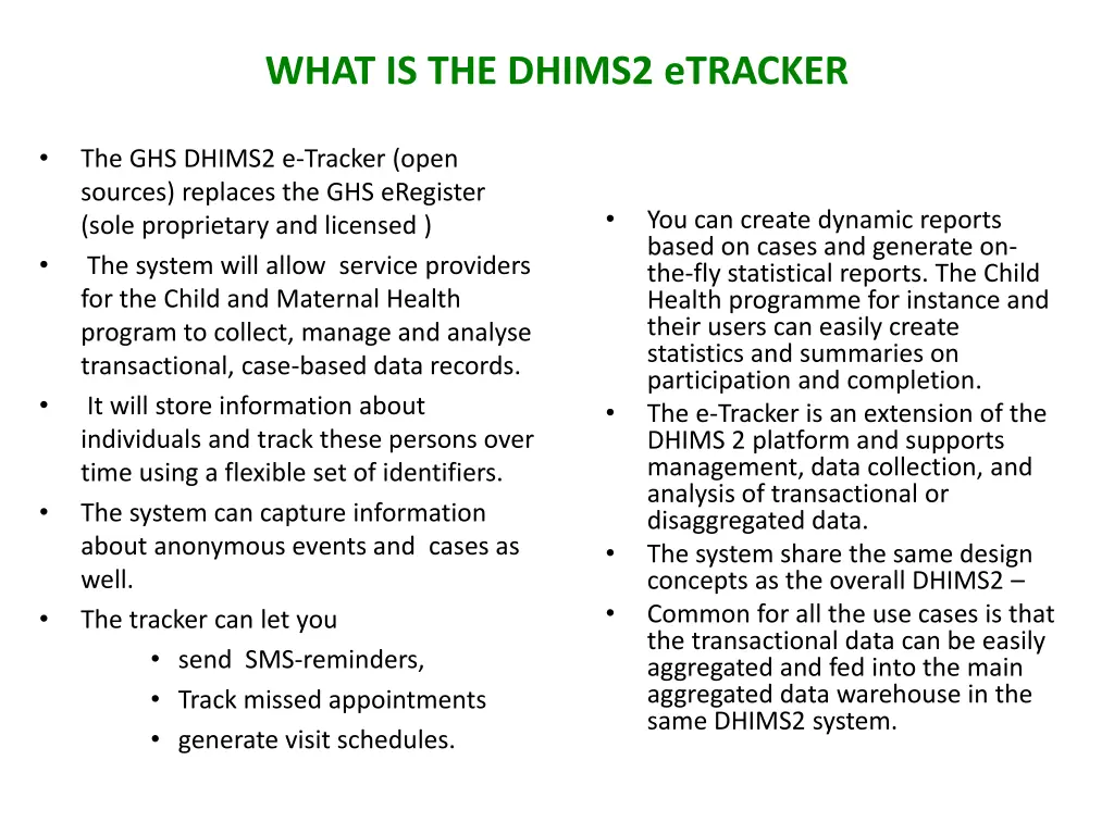 what is the dhims2 etracker