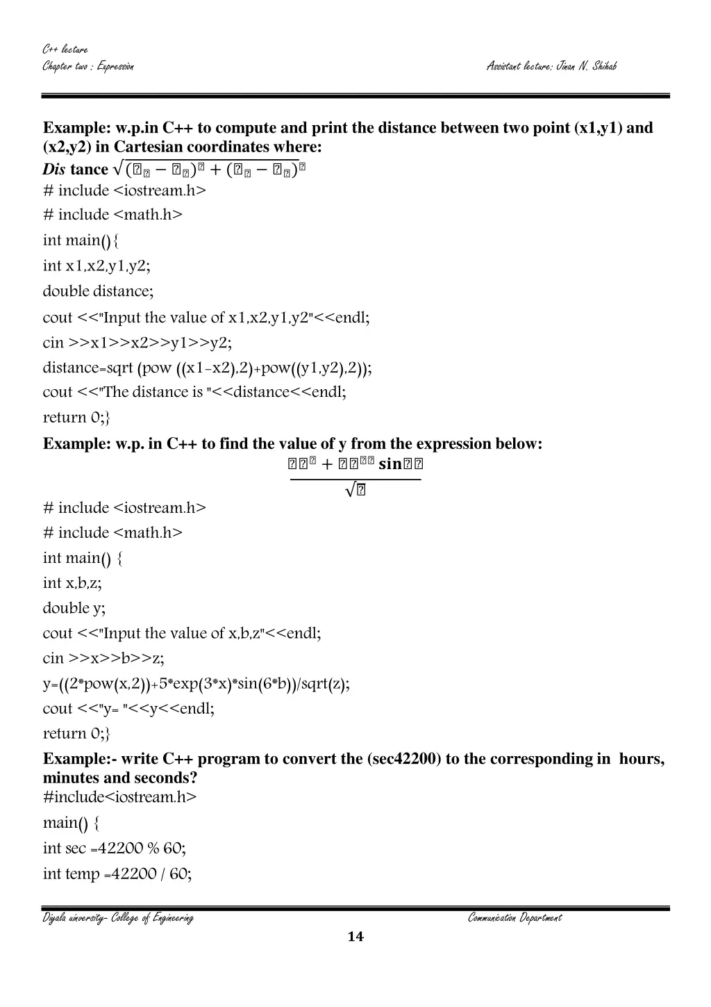 c lecture chapter two expression 13