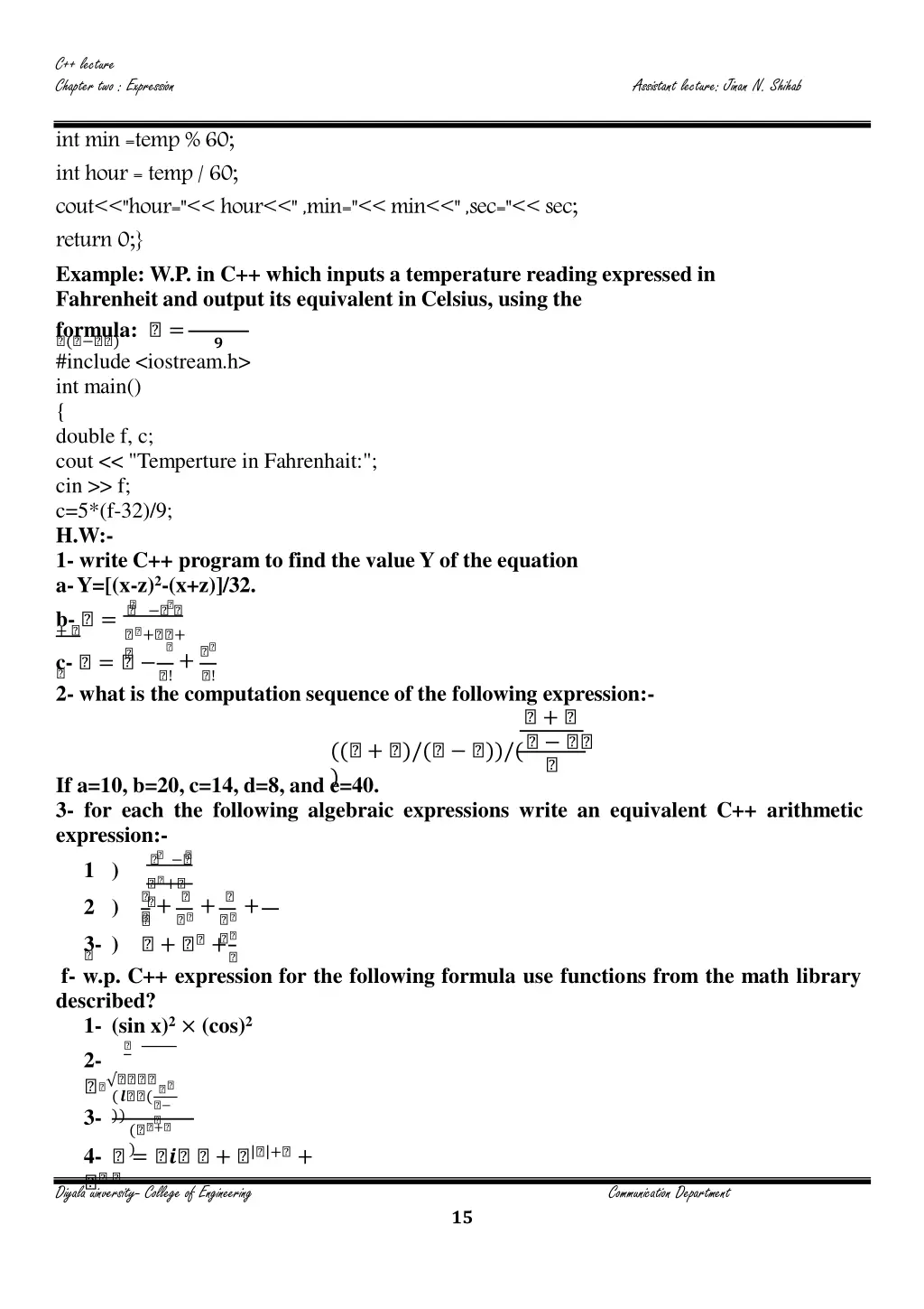 c lecture chapter two expression 14