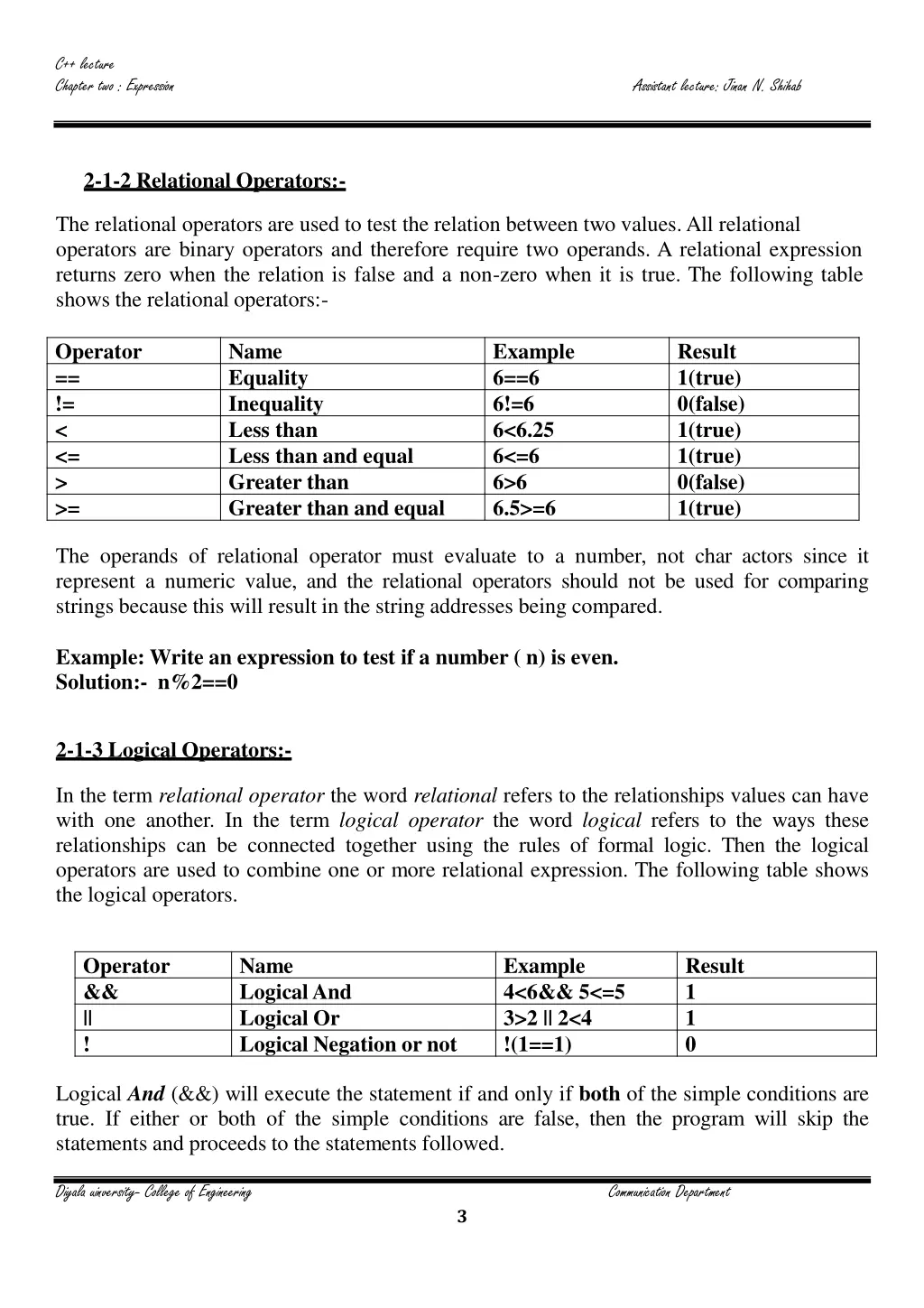 c lecture chapter two expression 2