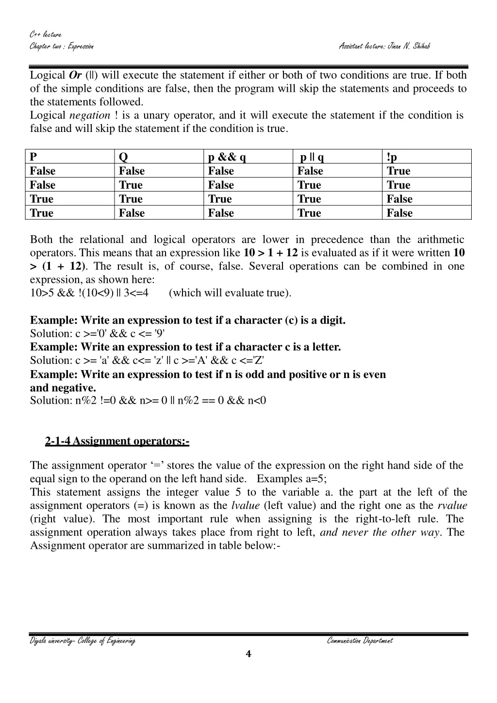 c lecture chapter two expression 3