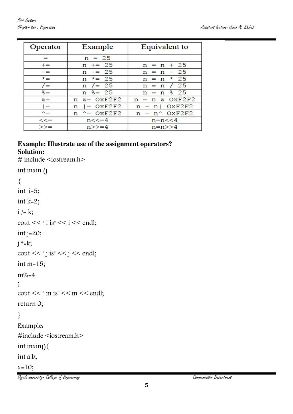 c lecture chapter two expression 4