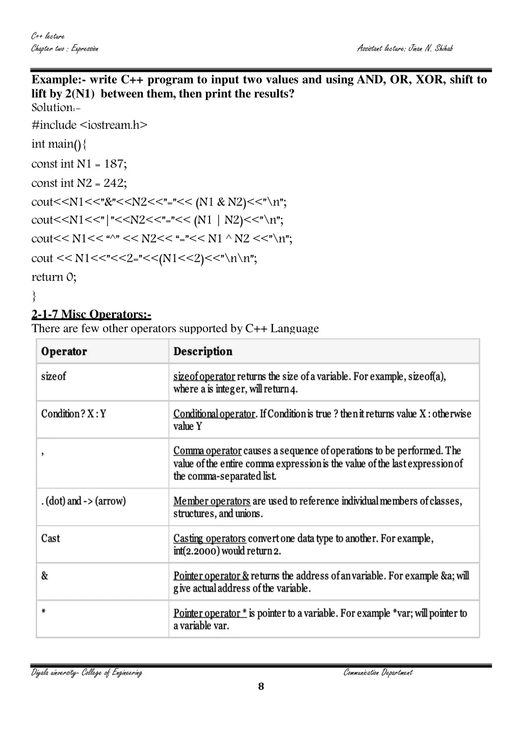 c lecture chapter two expression 7