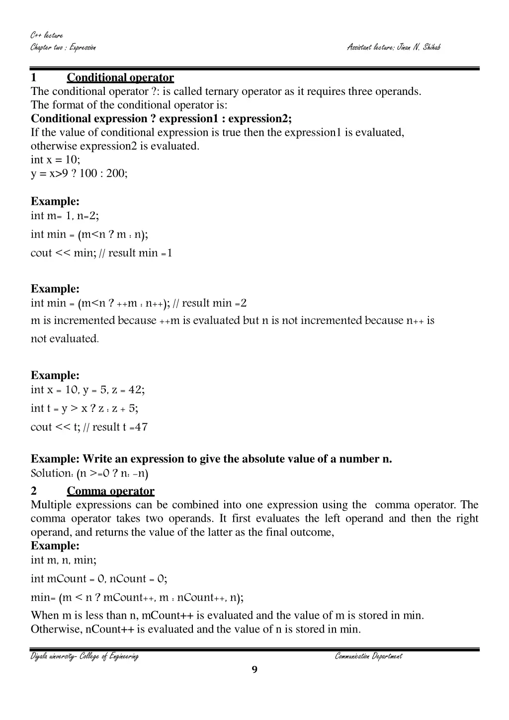 c lecture chapter two expression 8