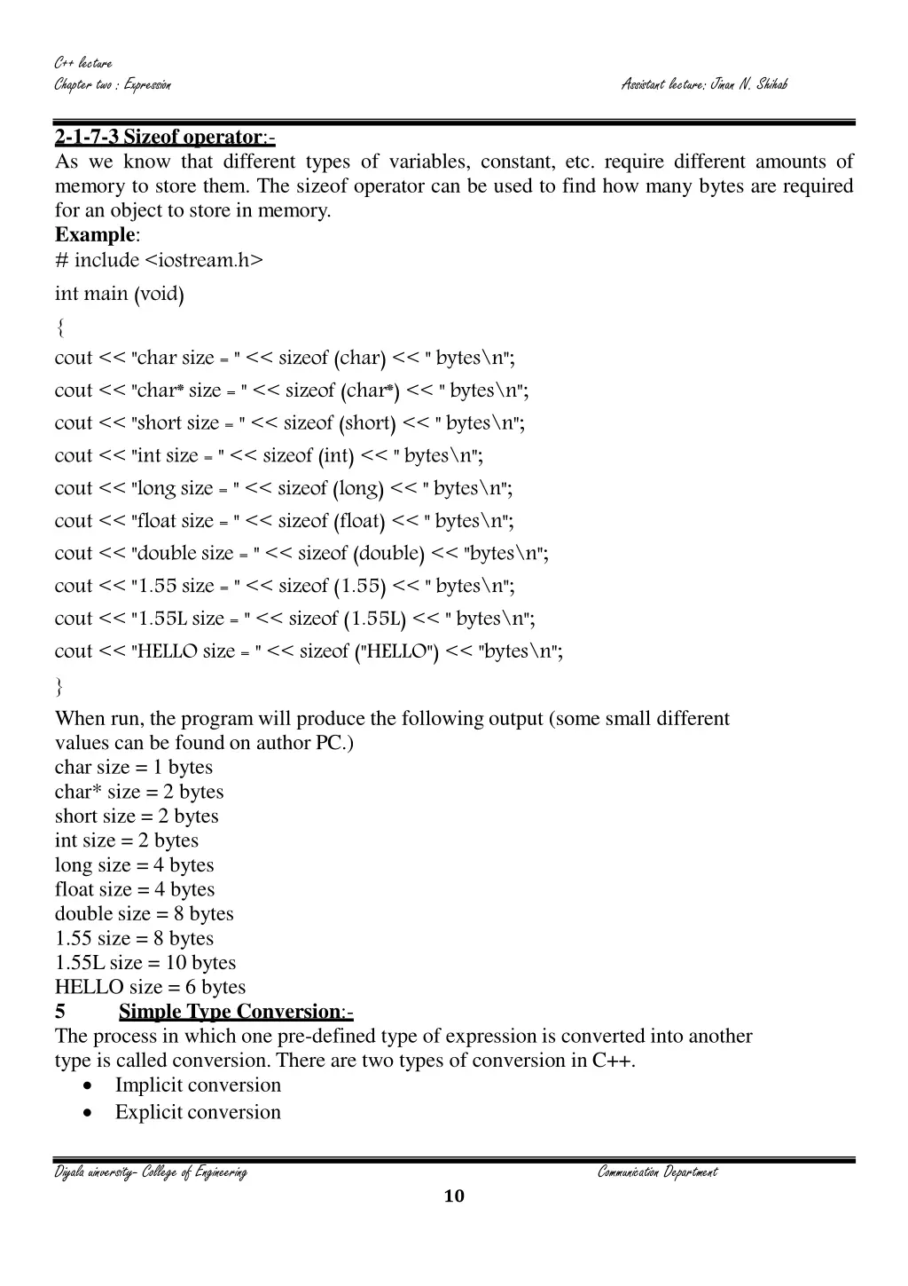 c lecture chapter two expression 9