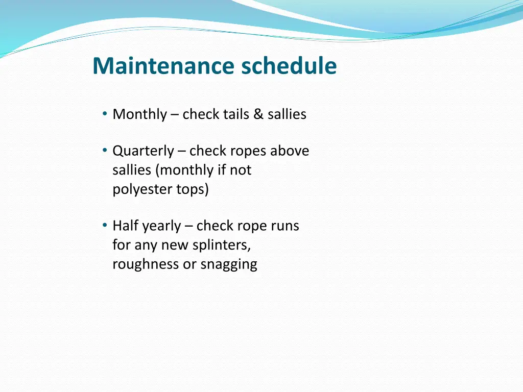 maintenance schedule