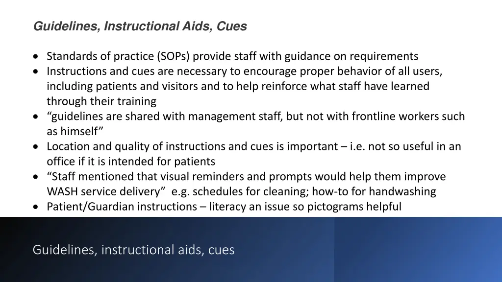 guidelines instructional aids cues