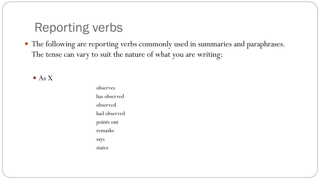 reporting verbs