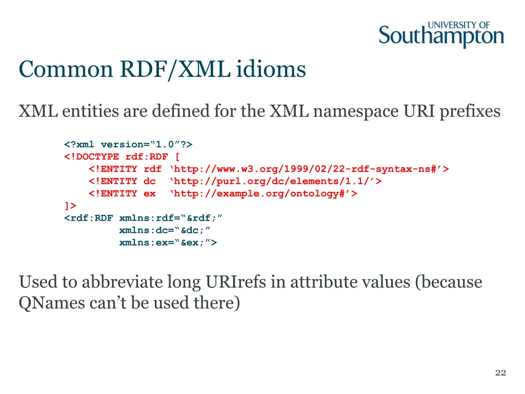 common rdf xml idioms