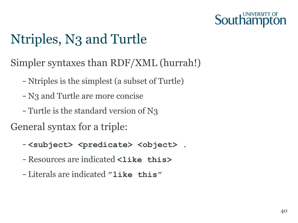 ntriples n3 and turtle